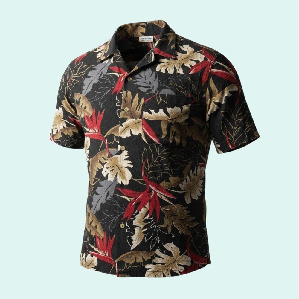 Hawaii Blues Size XL Black Tropical Hawaiian Shirt Floral Resort - Picture 1 of 6